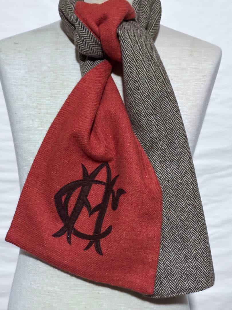 ADJUSTABLE COSTUME ヘリンボーンマフラーリバーシブル美品