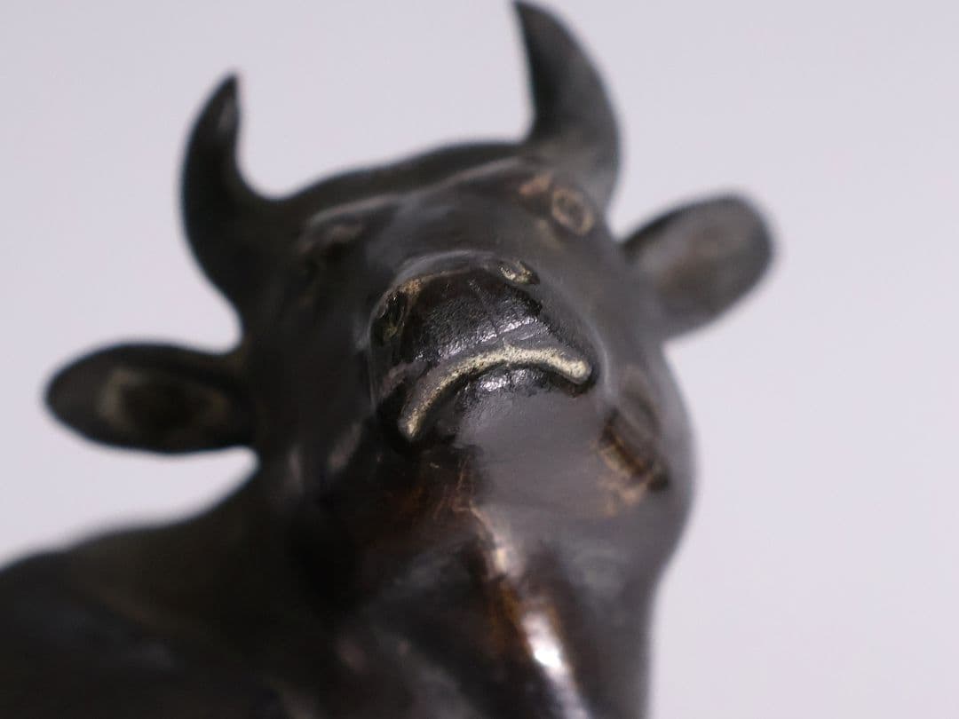 古銅 牛 置物 658g 金工 銅製 時代【MA831】