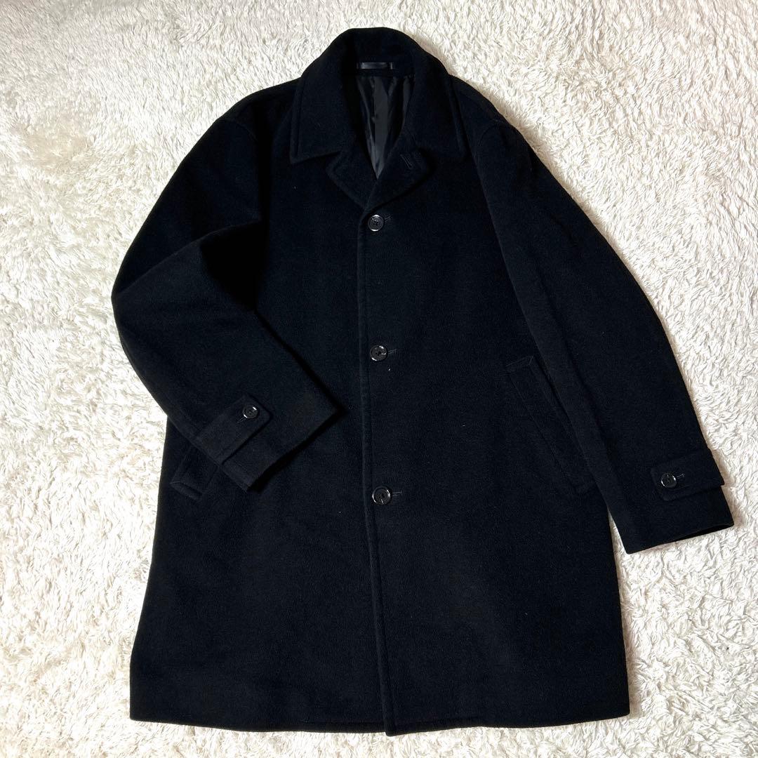 美品】希少OLD UNIQLO アンゴラ混チェスターコート ブラック Lサイズ
