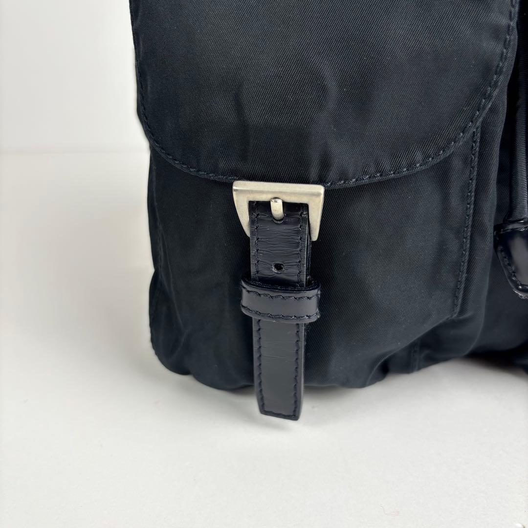 美品 PRADA プラダ リュック バックパック 三角ロゴ ナイロン ネイビー