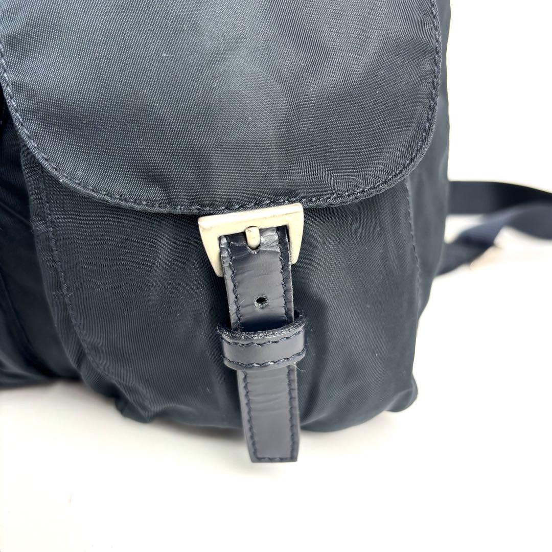 美品 PRADA プラダ リュック バックパック 三角ロゴ ナイロン ネイビー