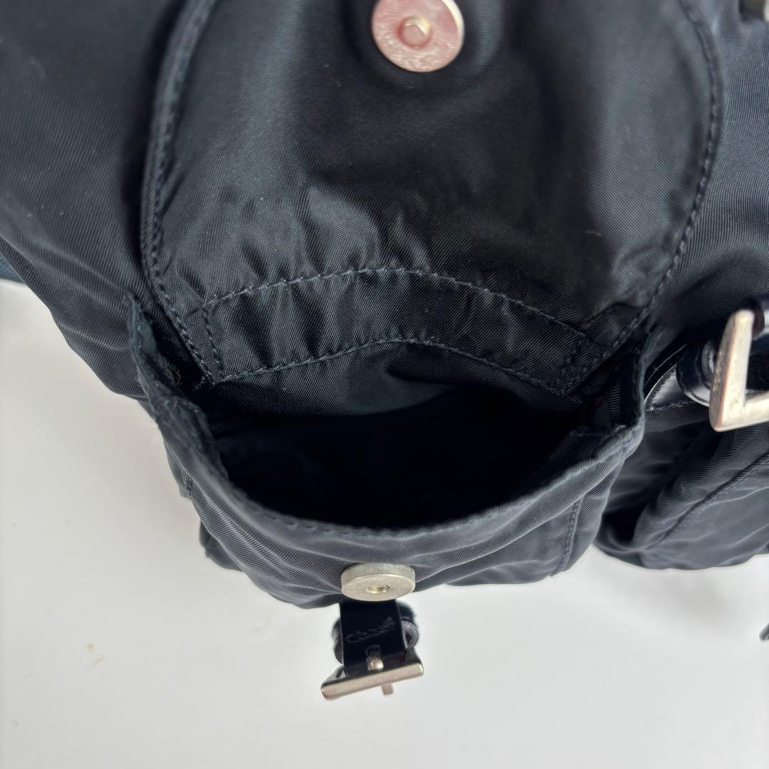 美品 PRADA プラダ リュック バックパック 三角ロゴ ナイロン ネイビー