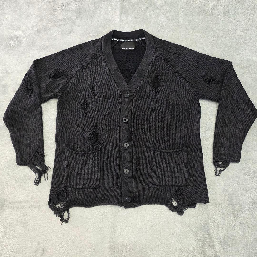 ナンバーナイン ダメージカーディガン 2 ブラック カートコバーン