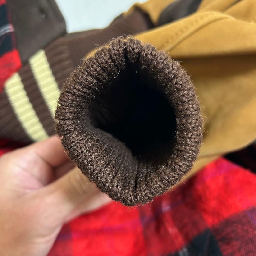 【BLUE WORK ×SKOOKUM 】袖レザースタジャン 38 スクーカム