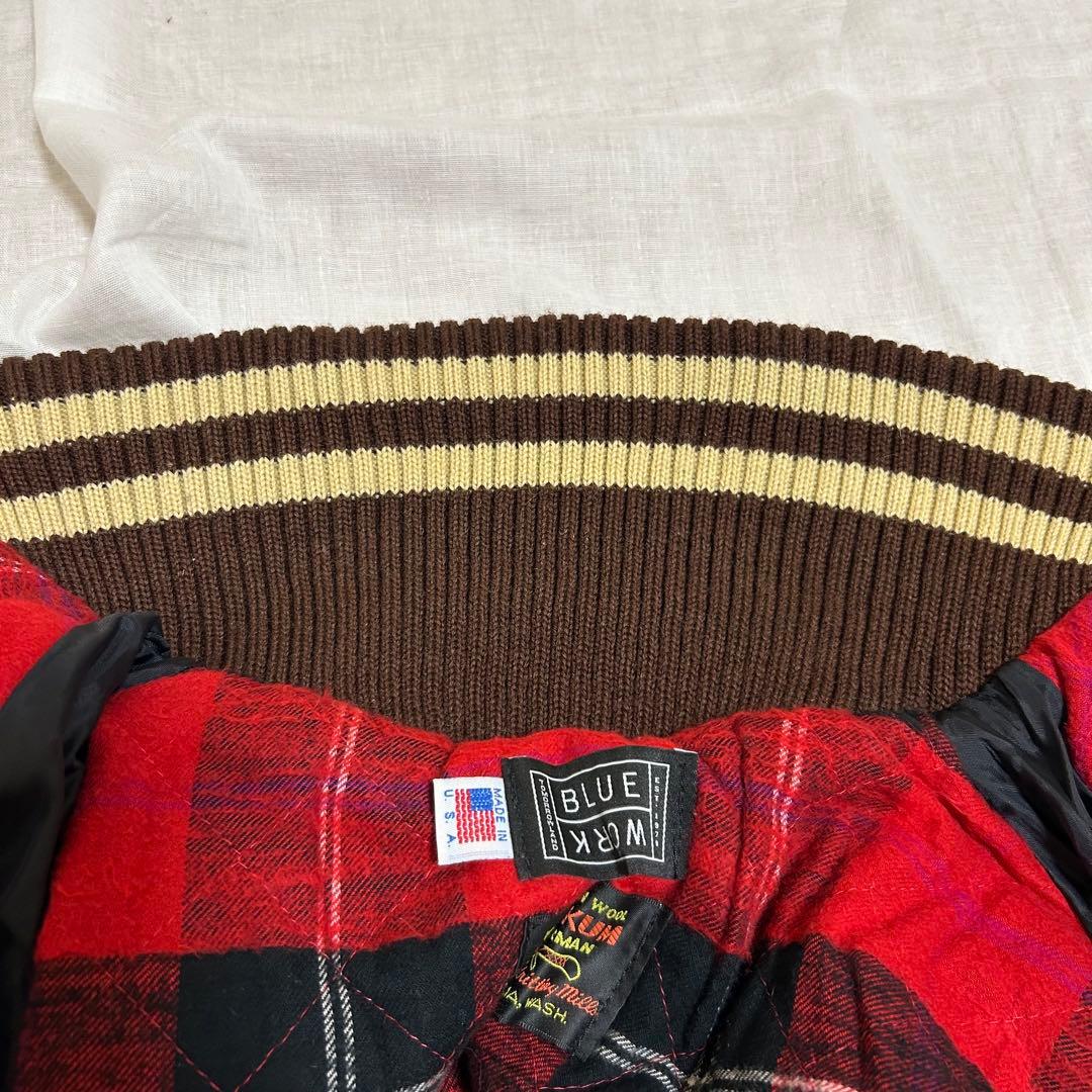 【BLUE WORK ×SKOOKUM 】袖レザースタジャン 38 スクーカム