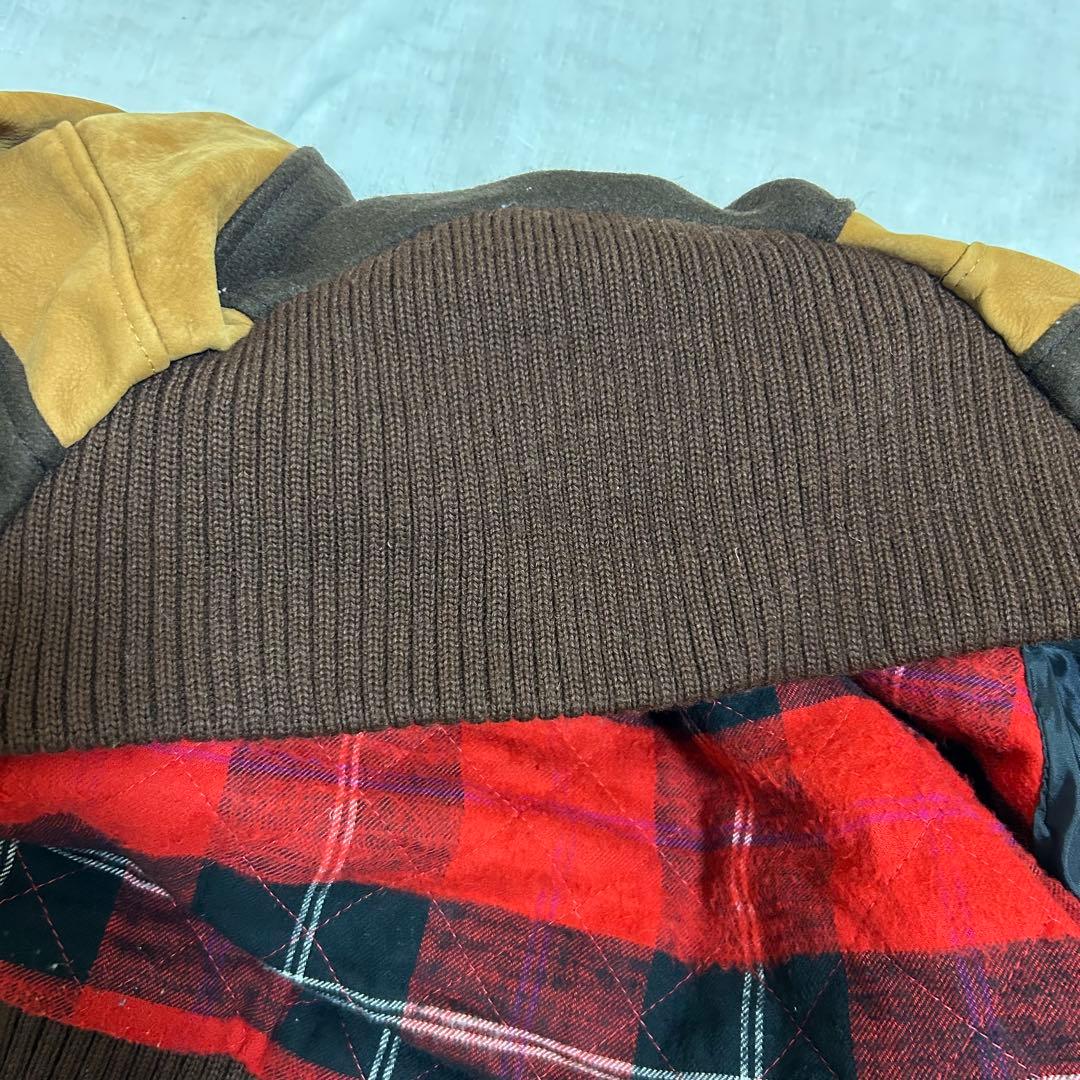 【BLUE WORK ×SKOOKUM 】袖レザースタジャン 38 スクーカム