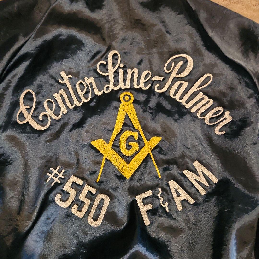 フリーメイソン ネイビー サテン スタジャン　ヴィンテージ　古着