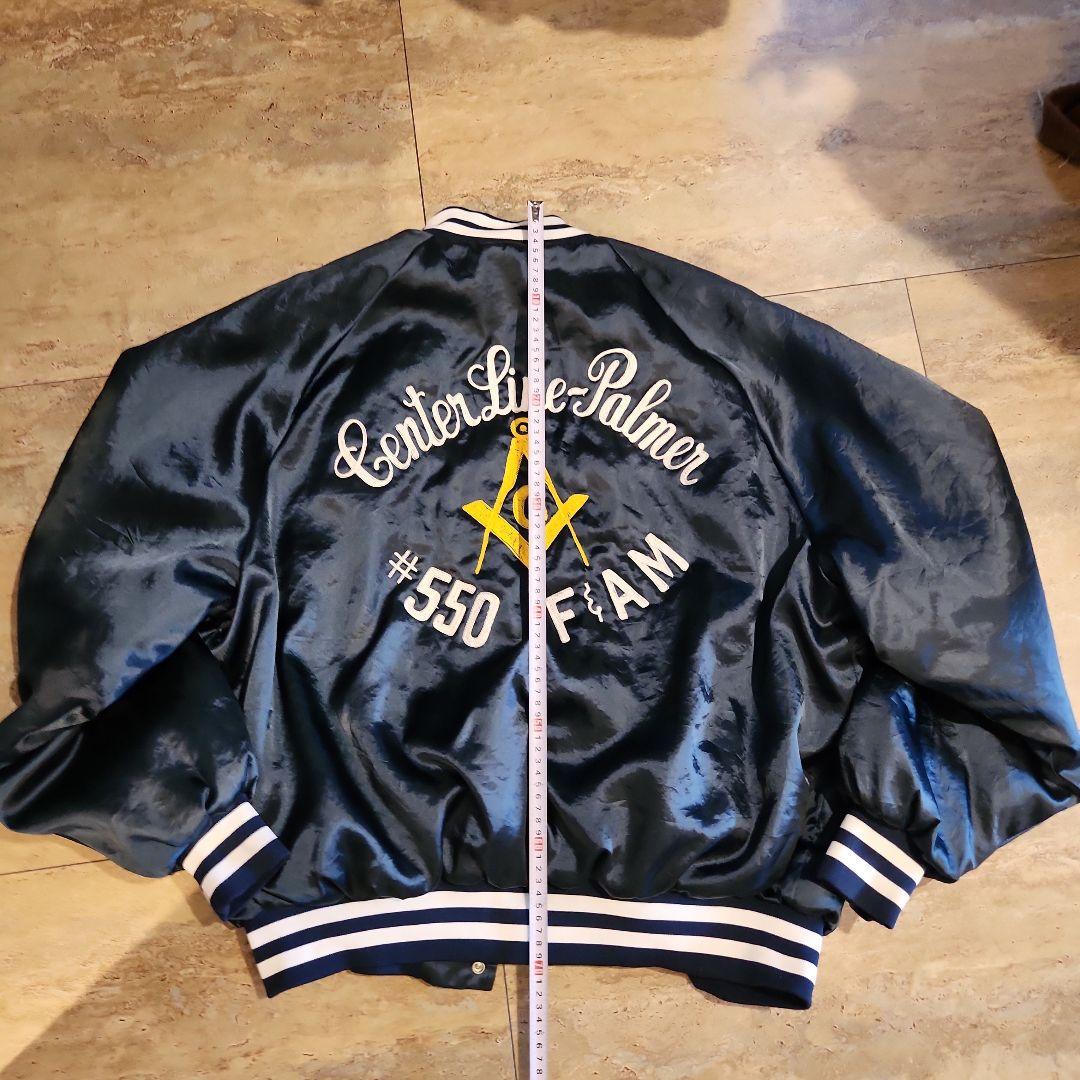 フリーメイソン ネイビー サテン スタジャン　ヴィンテージ　古着