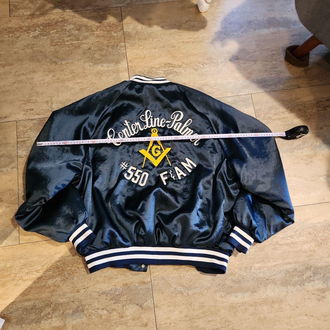 フリーメイソン ネイビー サテン スタジャン　ヴィンテージ　古着