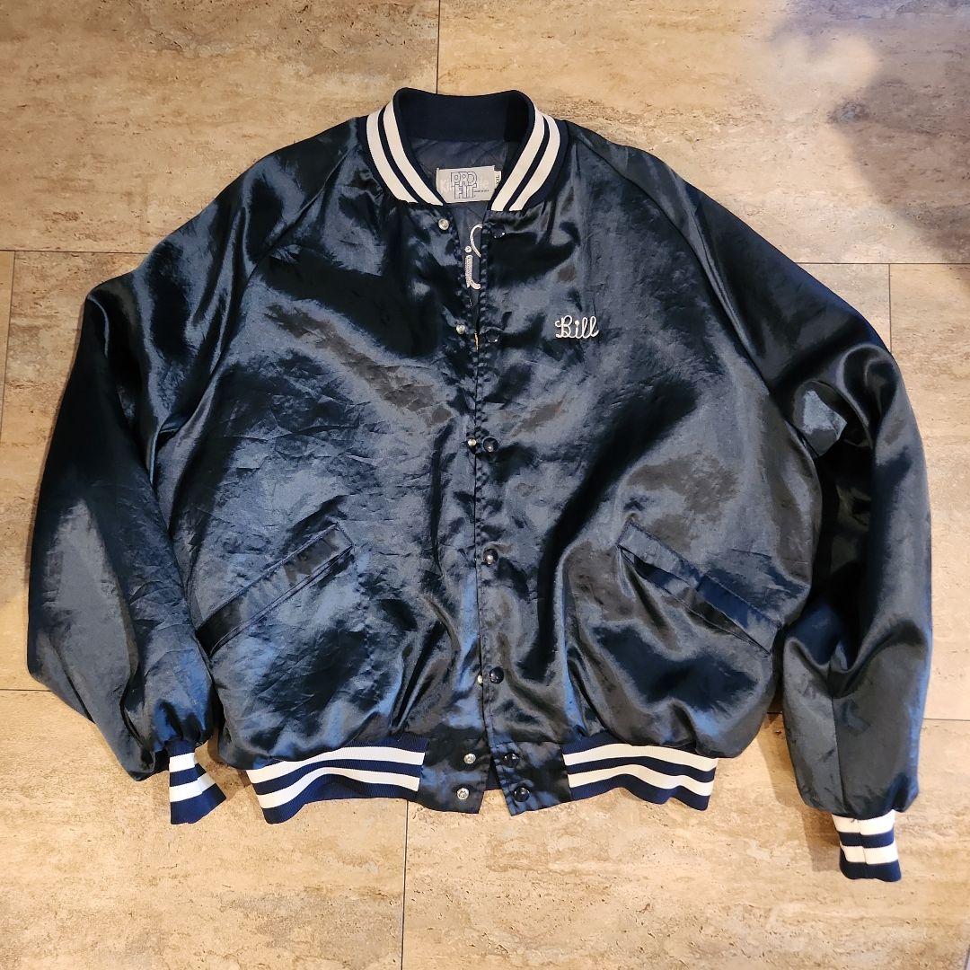 フリーメイソン ネイビー サテン スタジャン　ヴィンテージ　古着