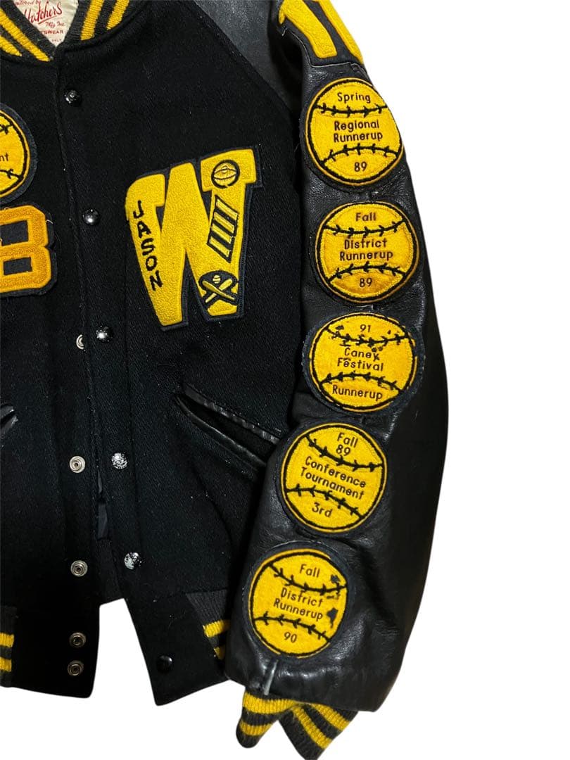 70s Hatchers ウール×レザー　スタジャン インディアン　パッチ