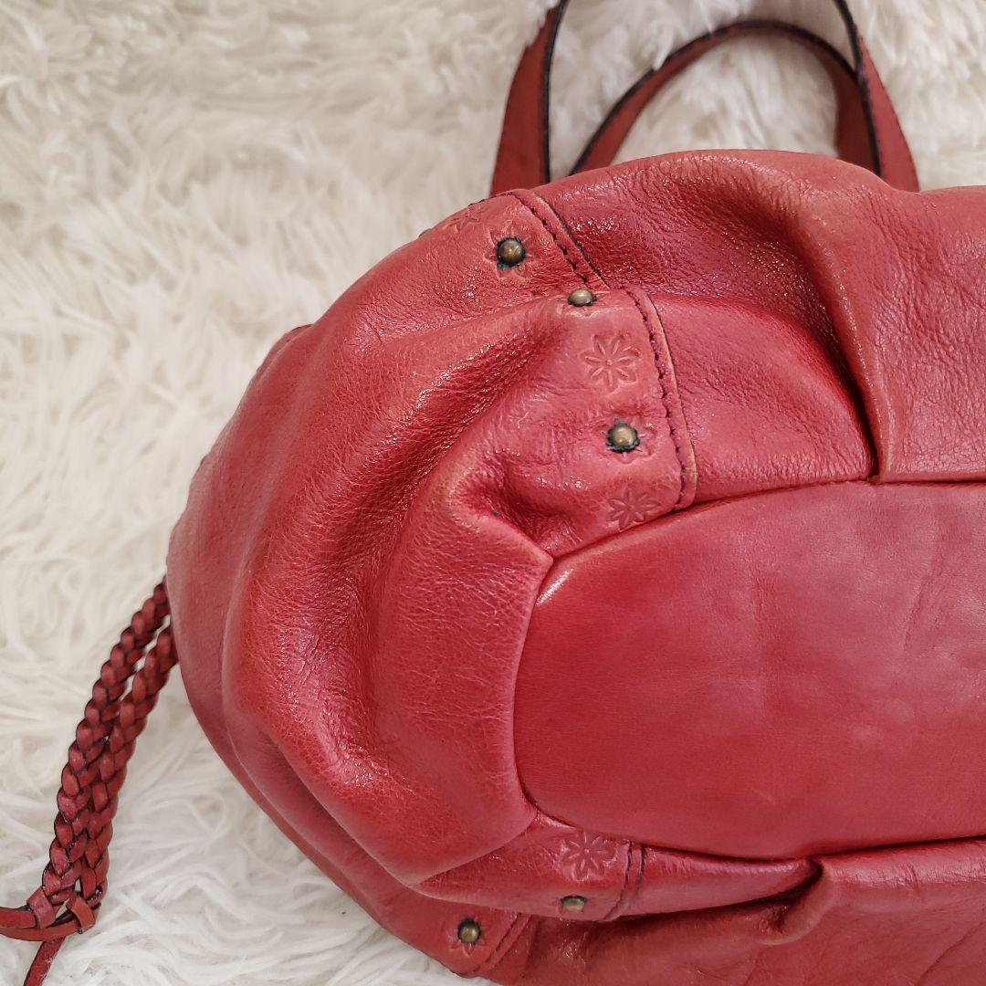 ⭐良品⭐ANNA SUI レザー ショルダーバッグ 赤 バタフライ