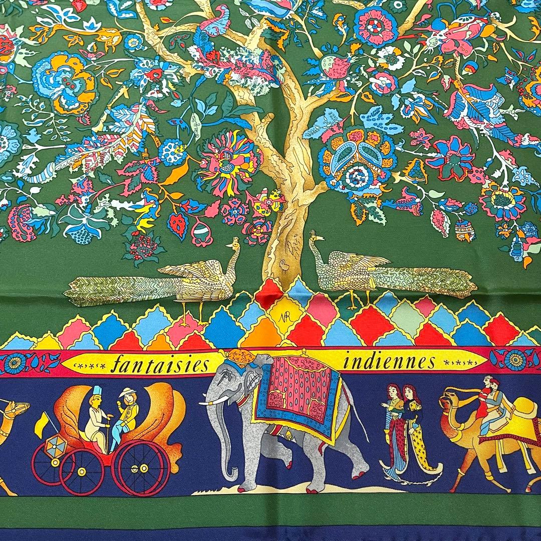 エルメス HERMES スカーフ カレ90 眩惑のインド 【クリーニング済