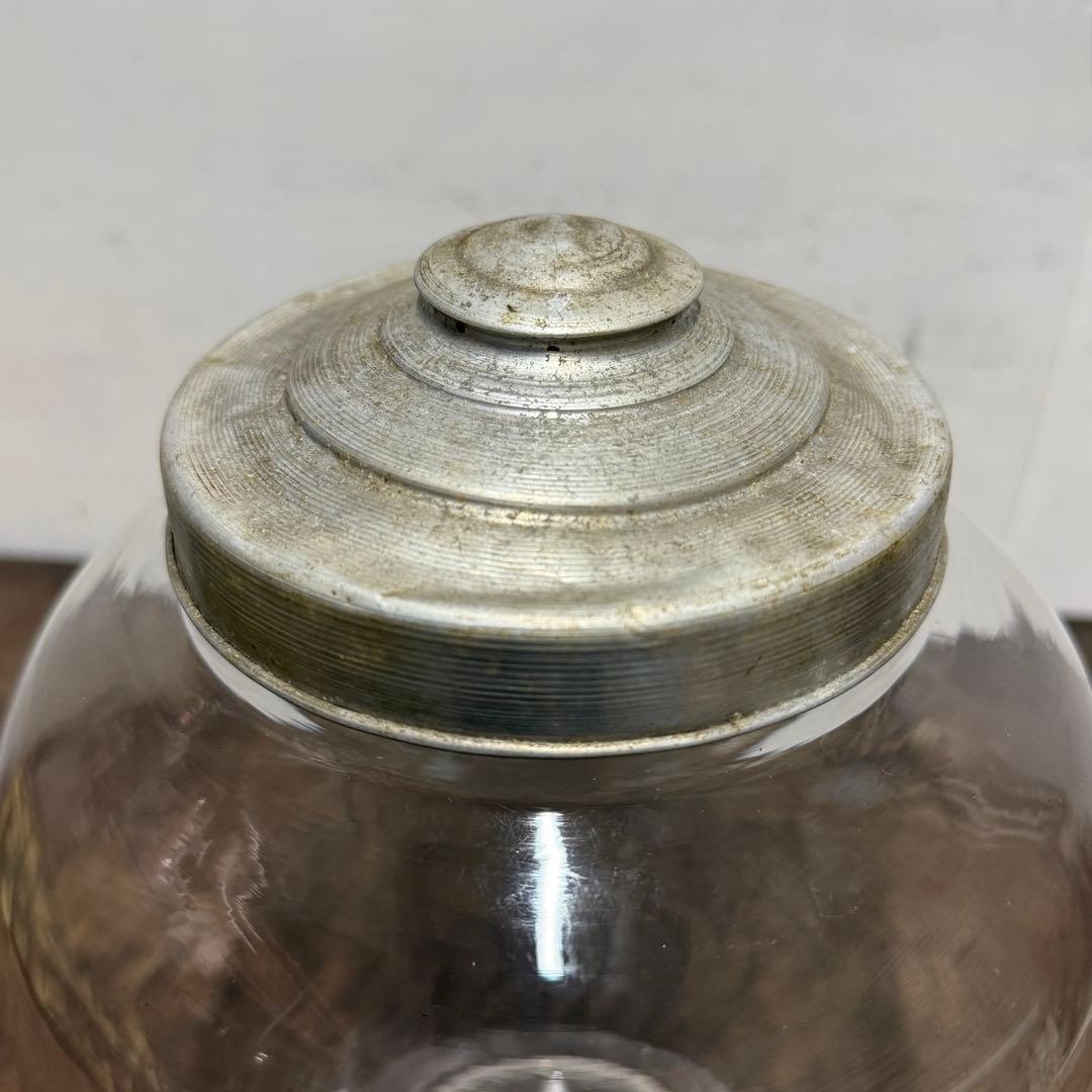 アンティーク レトロ ガラス瓶 30cm アルミ蓋 ウランガラス 気泡
