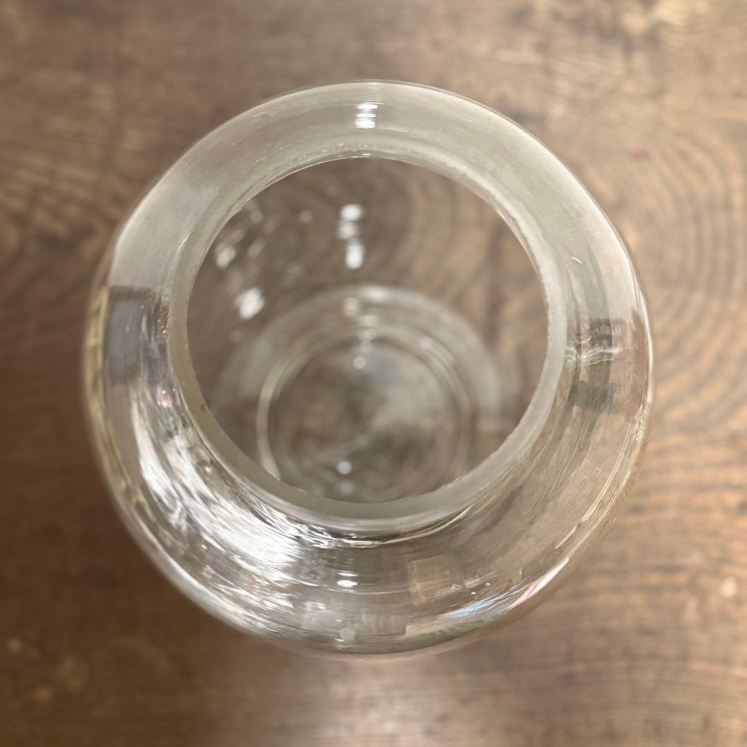 アンティーク レトロ ガラス瓶 30cm アルミ蓋 ウランガラス 気泡