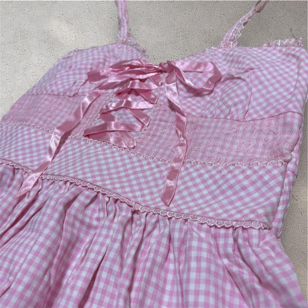 タグ付き】TRALALA/トゥララ キャミワンピ チェック ピンク TRALALA