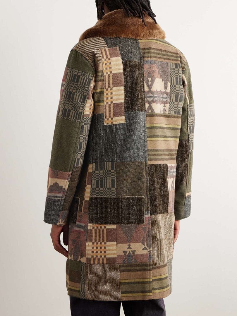 新品タグ付 XL 限定コレクション シアリングトリム　パッチワークコート