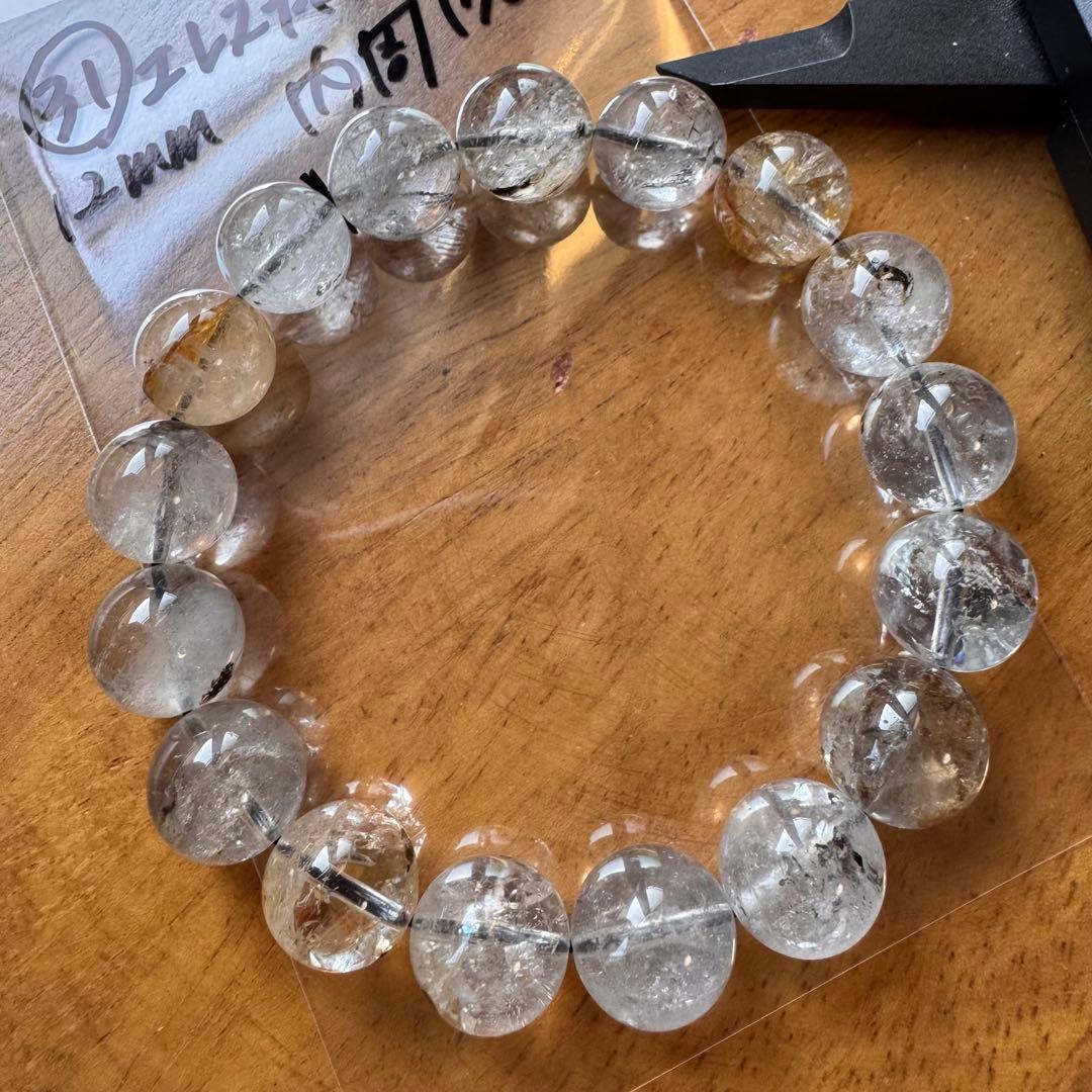 31天然石　12mm エレスチャルクォーツ　内周17cm