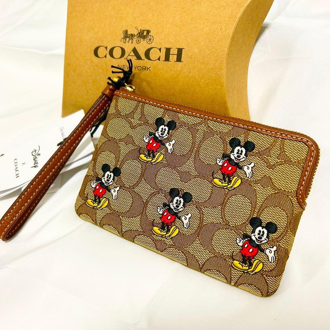 COACH x Disneyレザージップポーチ リストレット ミッキー 定期入れ