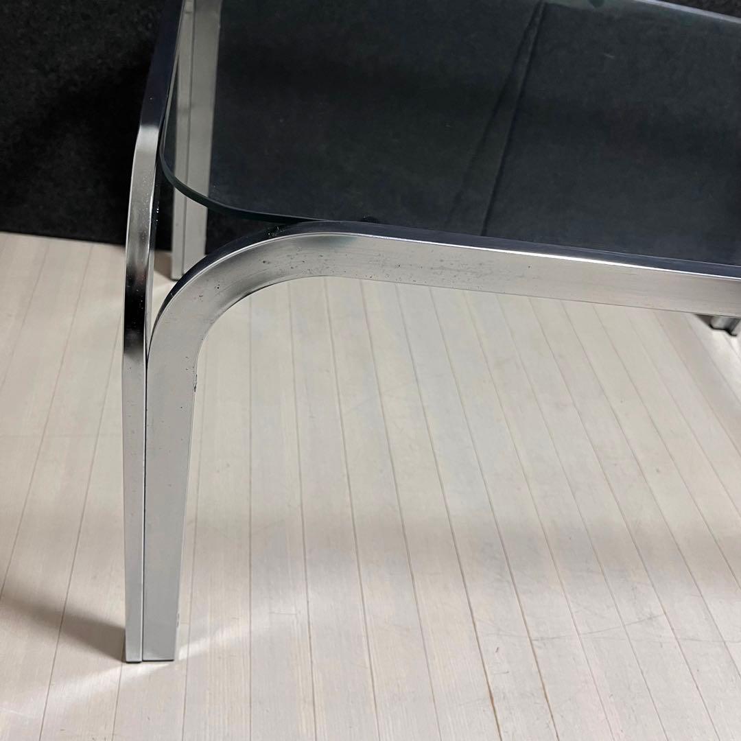 ミッドセンチュリー ガラステーブル　センターテーブル　アイアンフレーム