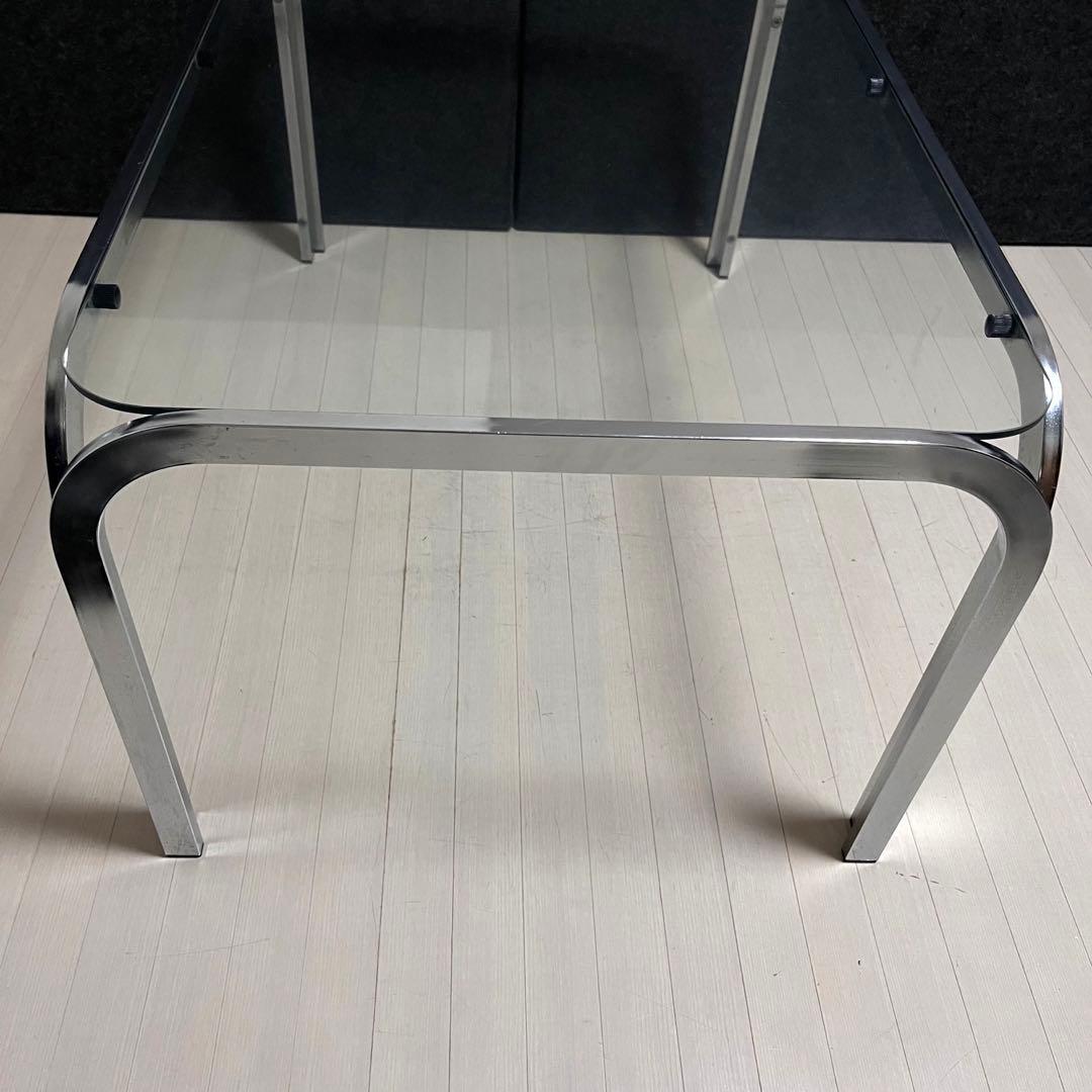 ミッドセンチュリー ガラステーブル　センターテーブル　アイアンフレーム