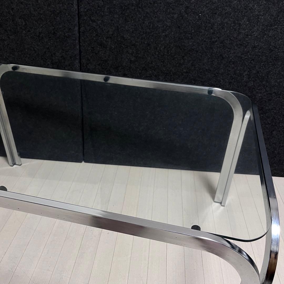 ミッドセンチュリー ガラステーブル　センターテーブル　アイアンフレーム