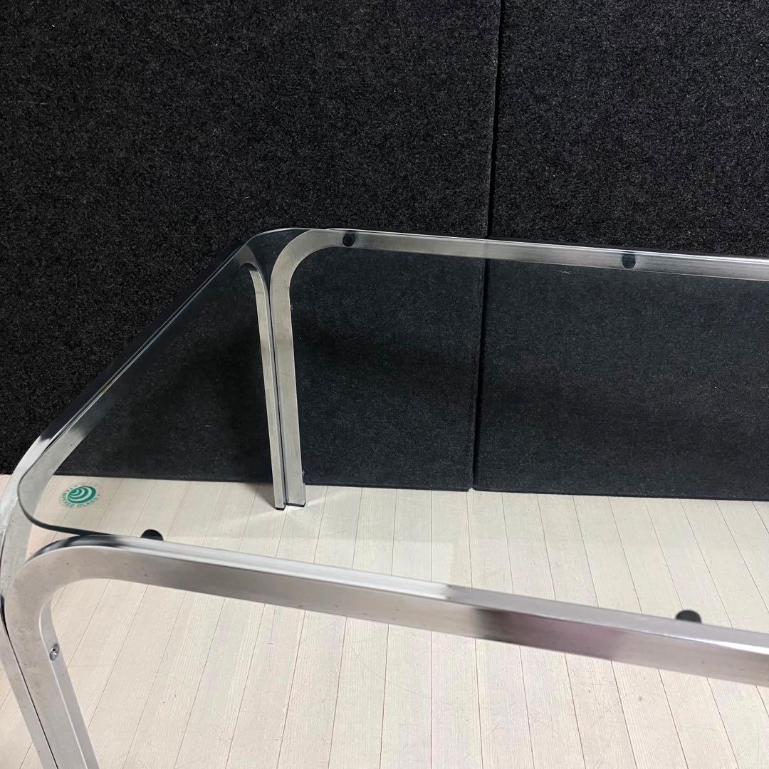 ミッドセンチュリー ガラステーブル　センターテーブル　アイアンフレーム