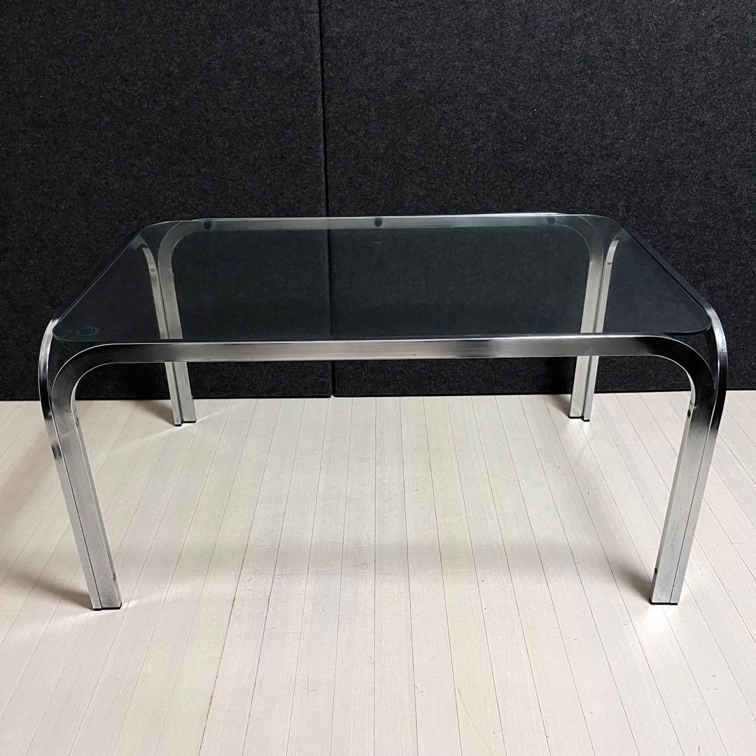 ミッドセンチュリー ガラステーブル　センターテーブル　アイアンフレーム