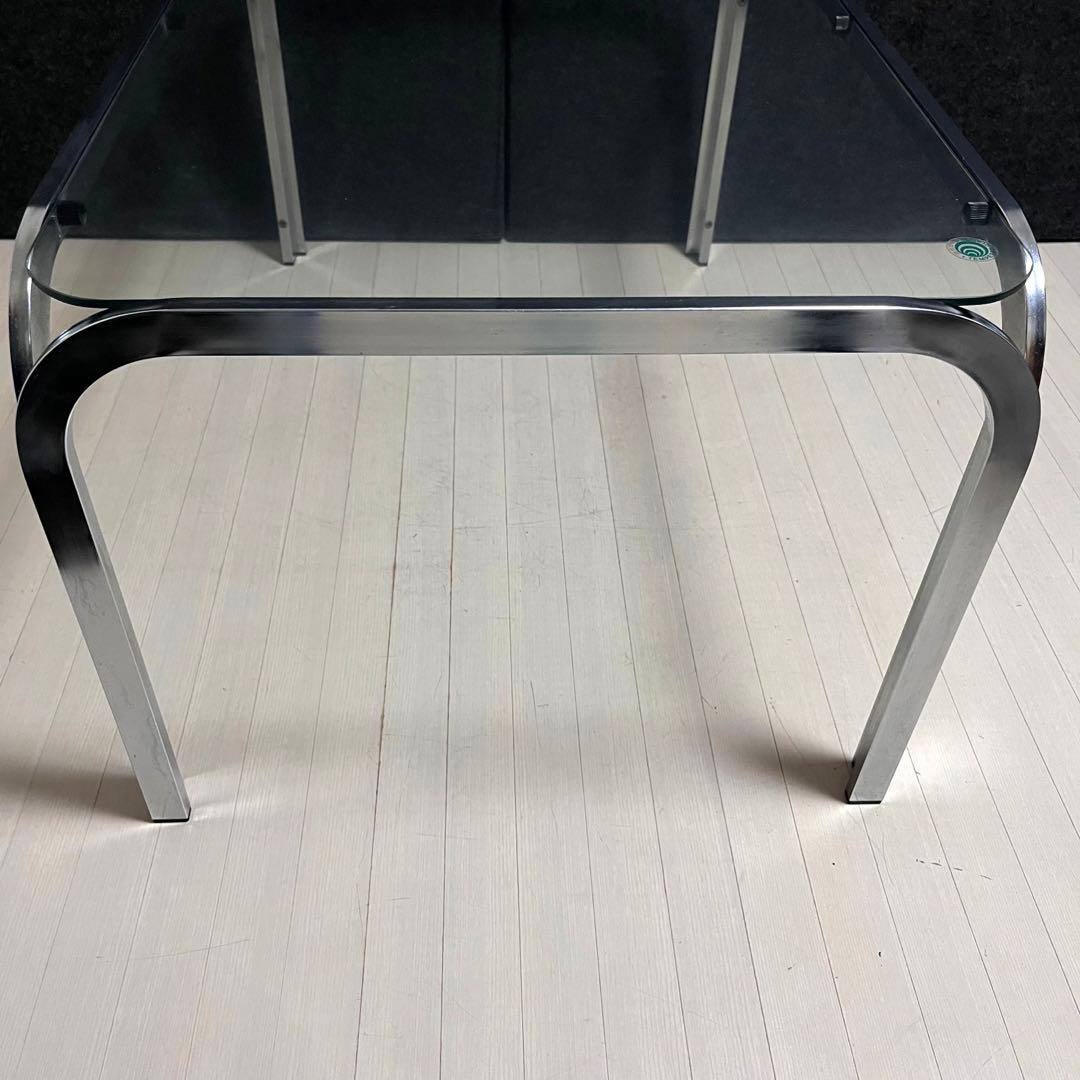 ミッドセンチュリー ガラステーブル　センターテーブル　アイアンフレーム