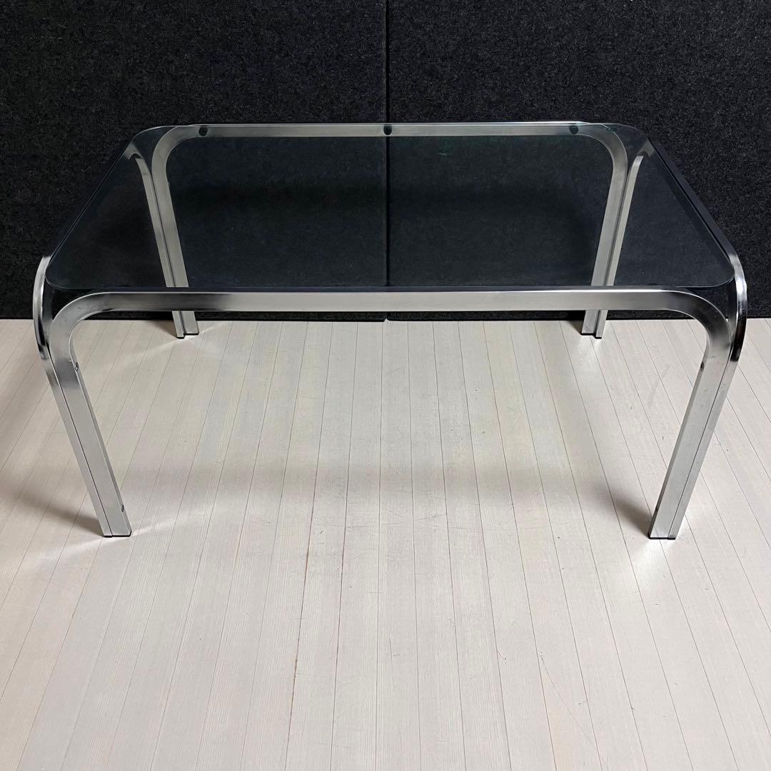 ミッドセンチュリー ガラステーブル　センターテーブル　アイアンフレーム