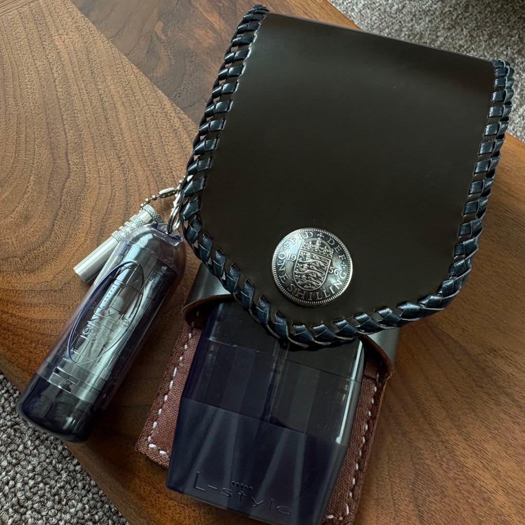 本革 高級 レザー 手縫い ダーツケース かがり縫い コ