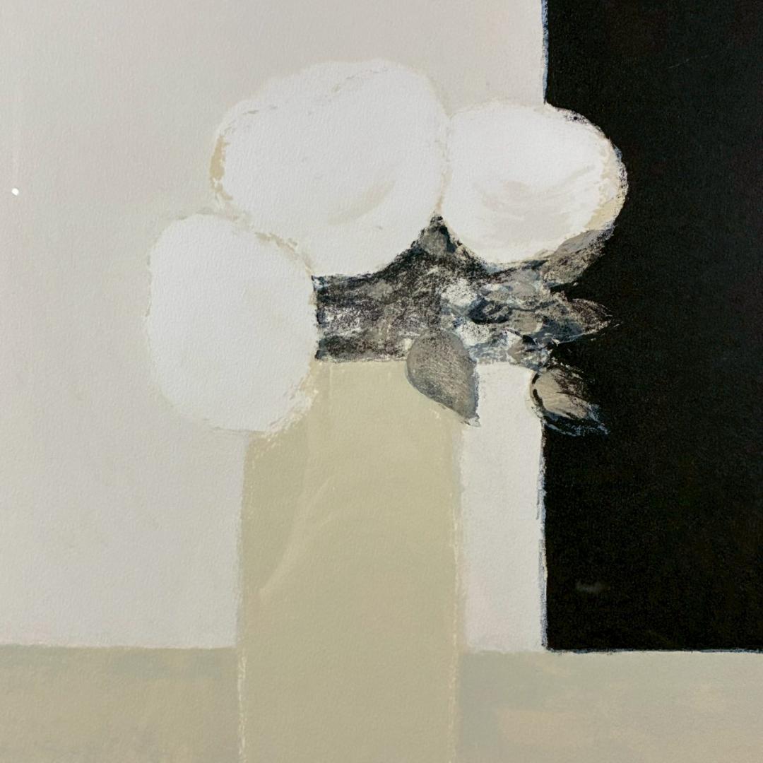 美品 ベルナール・カトラン「白い薔薇の小さな花束」リトグラフ 大作