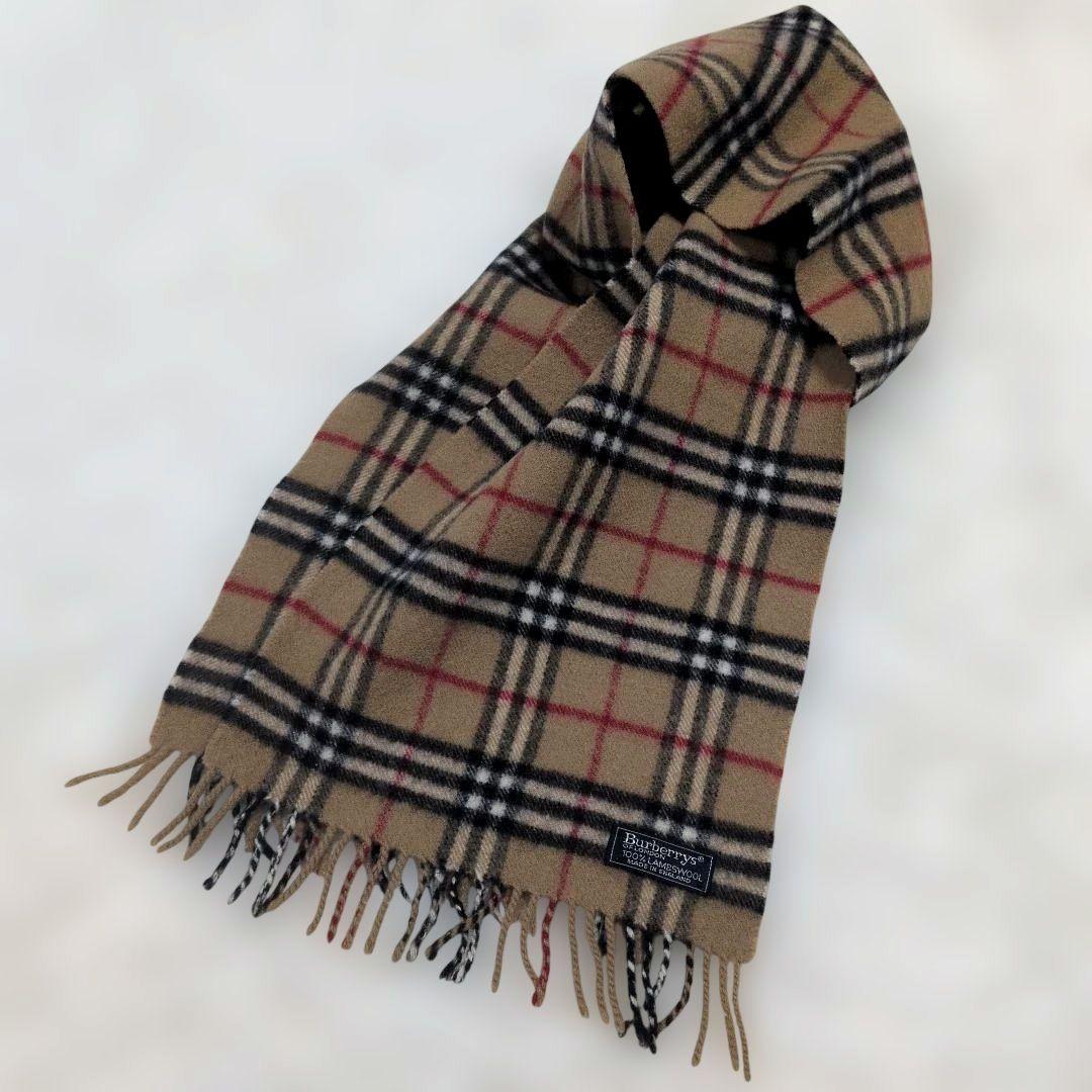 バーバリー ノバチェック マフラー キャメル ラムウール100％ - メルカリ