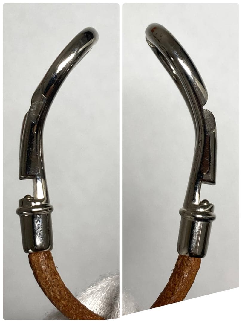 良品　HERMES エルメス　アタメ　シルバー金具　レザー　ブレスレット　箱付き