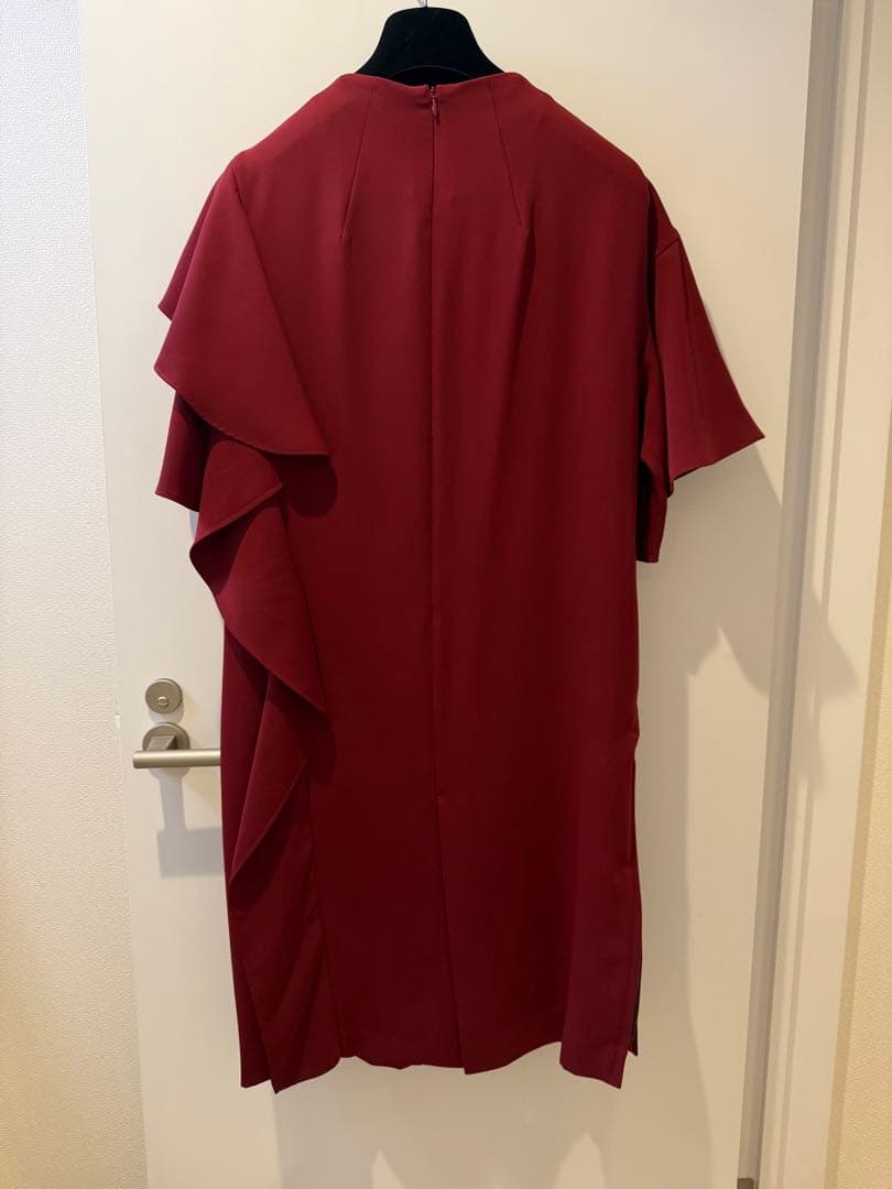 日本製未使用AKIRANAKA バーガンディ 半袖ワンピース