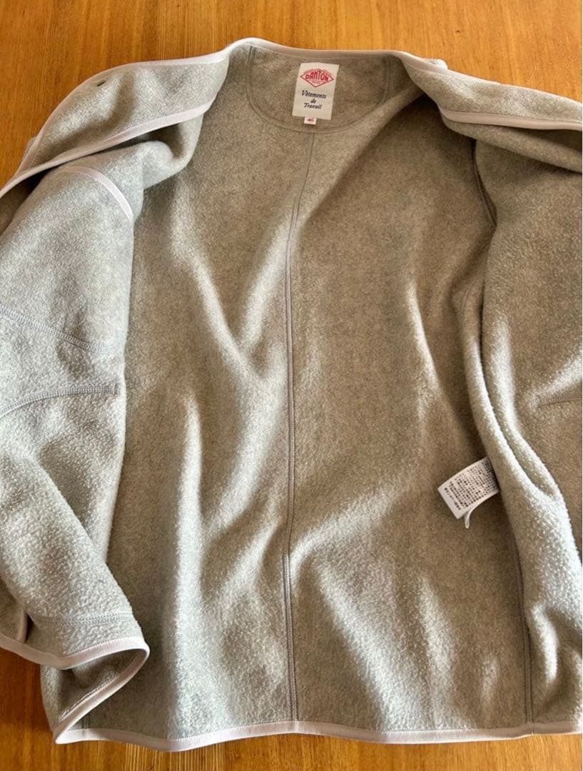 DANTON ＊ノーカラーフリースジャケット＊ベージュグレー＊サイズ40