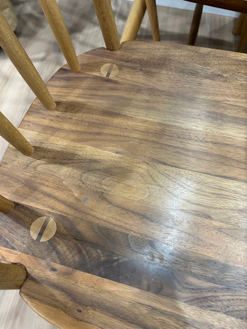 無垢材 ダイニングテーブル チェアセット約135cm x 約75cm