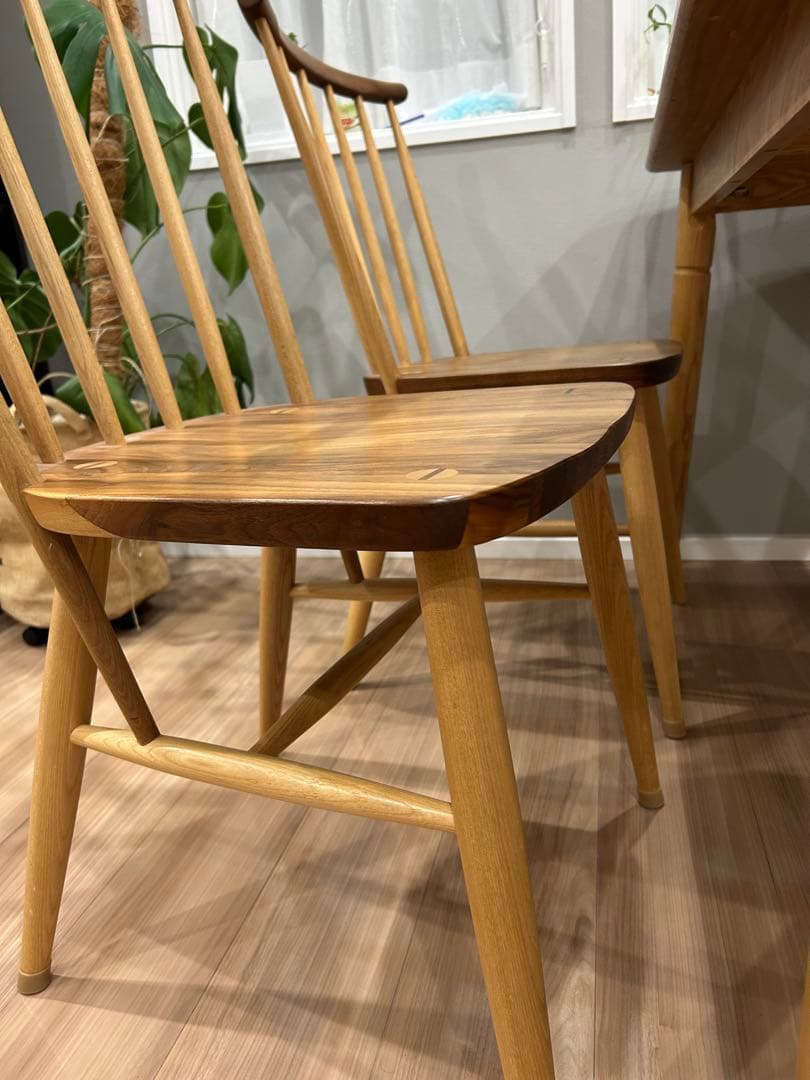 無垢材 ダイニングテーブル チェアセット約135cm x 約75cm