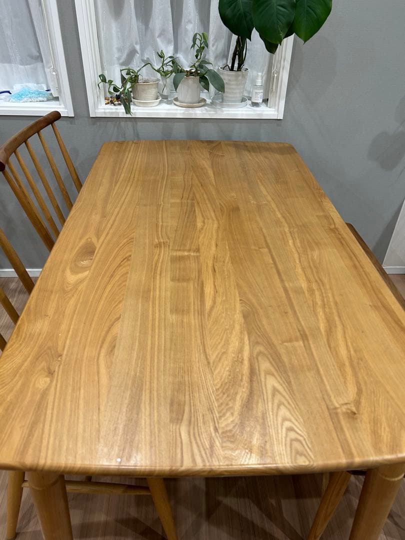 無垢材 ダイニングテーブル チェアセット約135cm x 約75cm