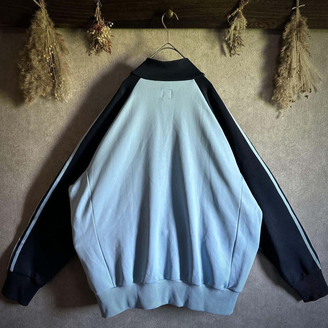 【希少2XLサイズ】紺×水色 adidas トラックジャケット トレフォイル
