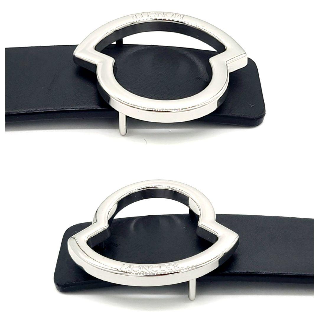 モンクレール GP×革 ブラック シルバー ロゴバックル ベルト メンズ