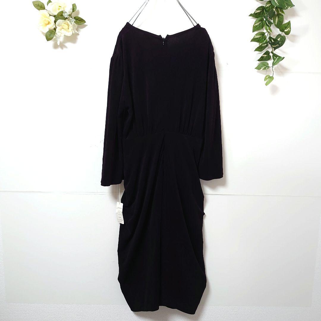 タグ付き kay me ドレープデザイン膝丈ワンピース 13号 表起毛