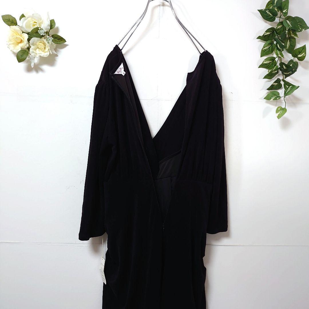 タグ付き kay me ドレープデザイン膝丈ワンピース 13号 表起毛