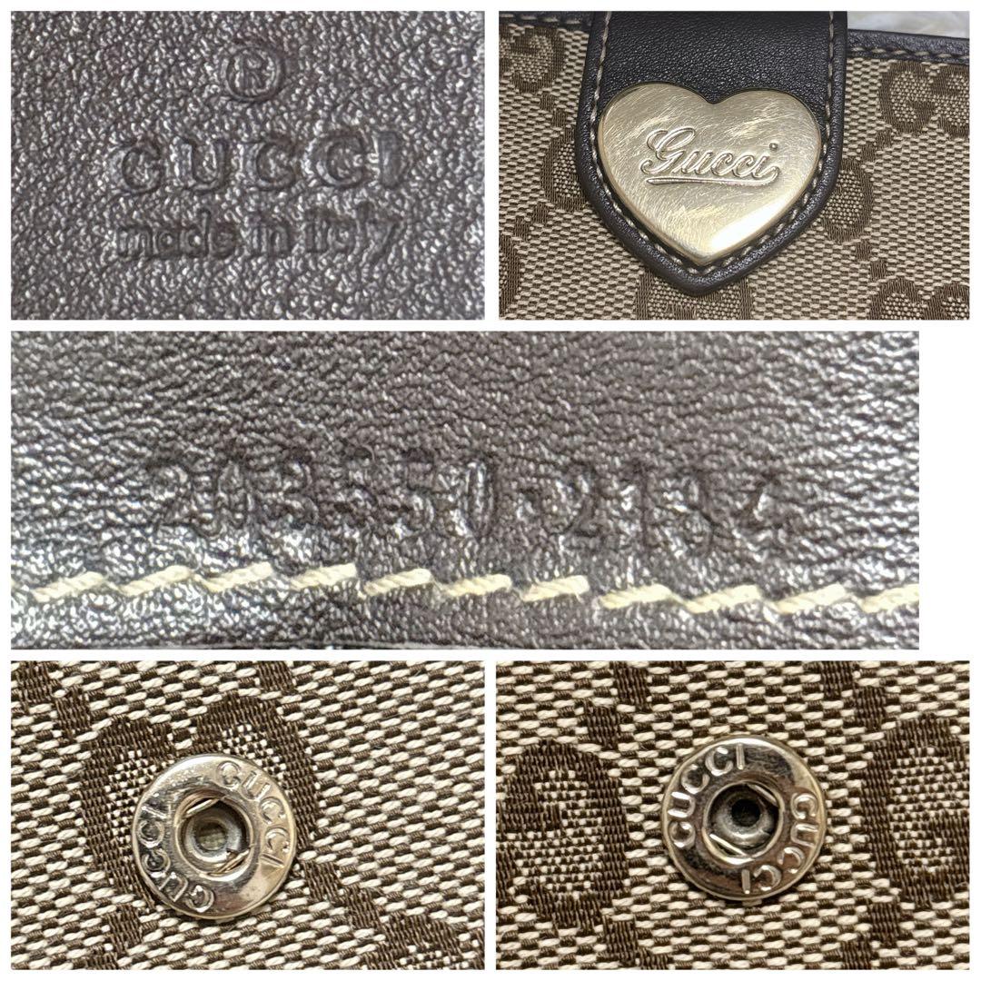 GUCCI GGキャンバス ラブリーハート 長財布 濃茶