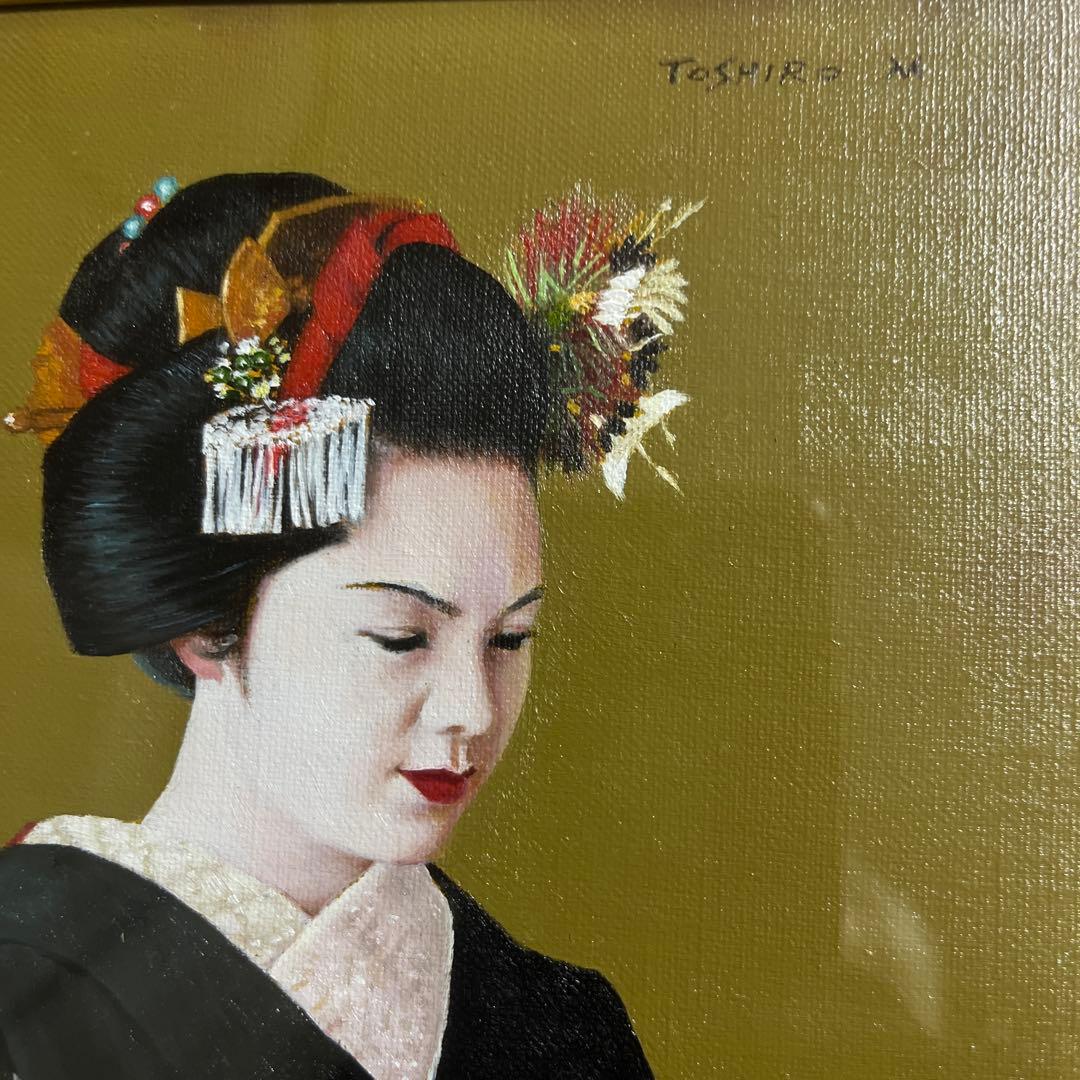 ⭕️油絵 二科会 会員 松井敏郎 画題 [御点前] SM パリ賞受賞 油彩