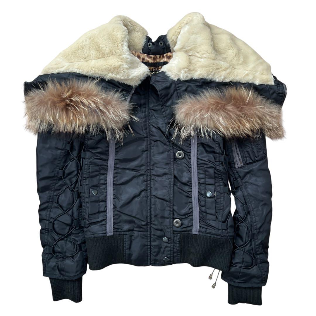 AVIREX　フライトジャケット　N-2B　Y2K　レオパード　黒　M