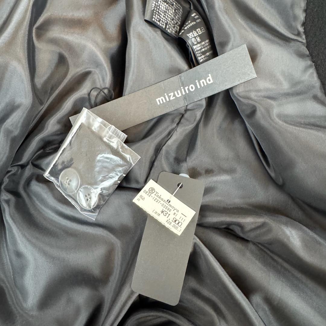 mizuiro ind スタンドカラーウールコート 　黒　ロングコート