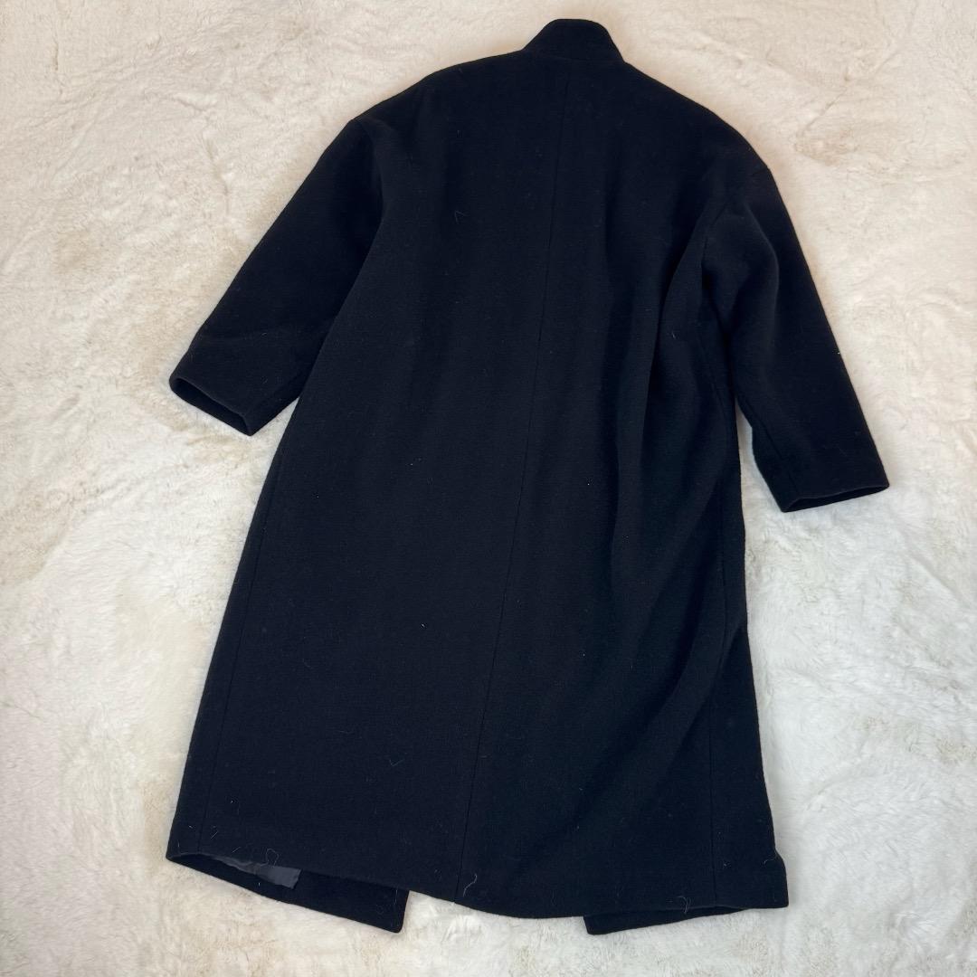 mizuiro ind スタンドカラーウールコート 　黒　ロングコート