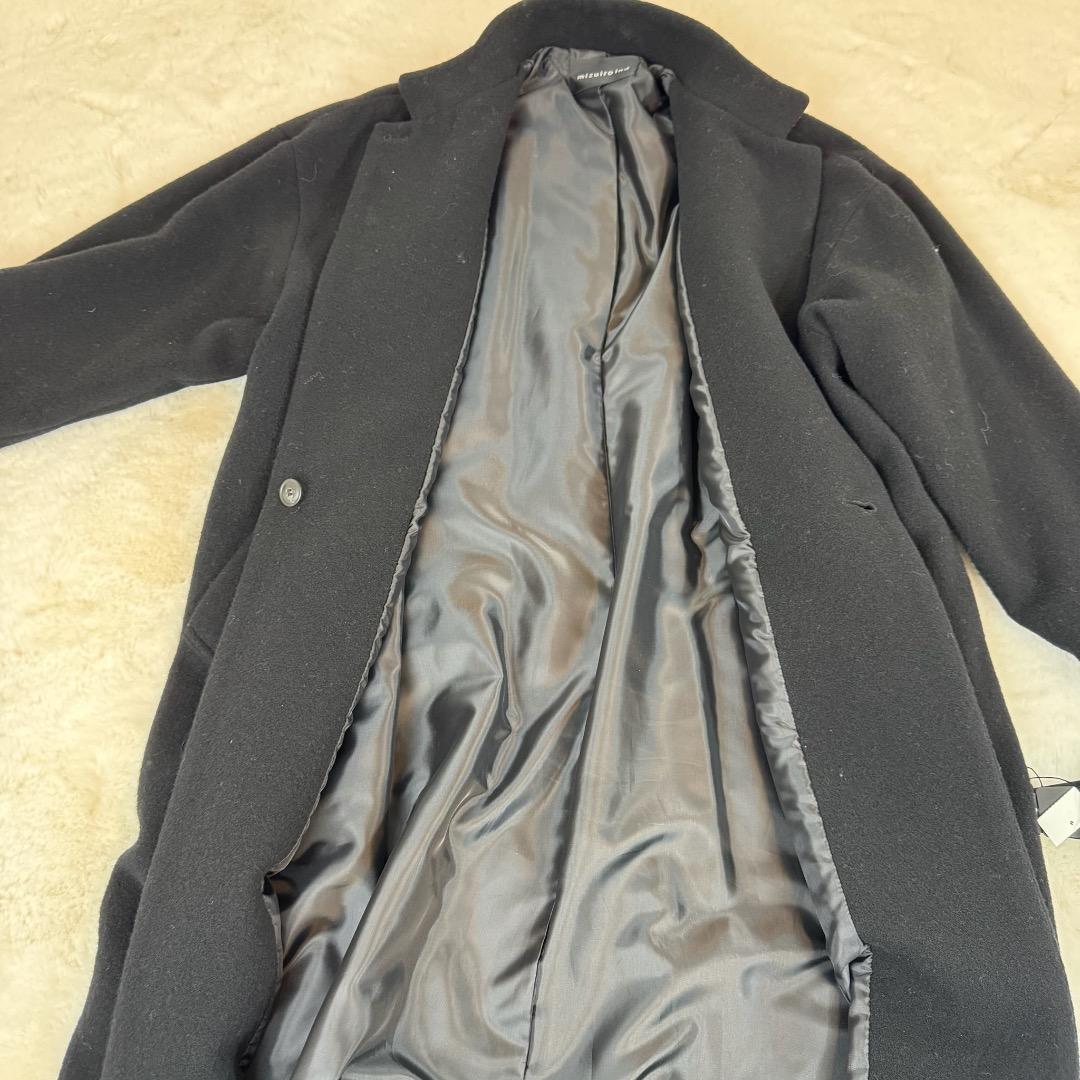 mizuiro ind スタンドカラーウールコート 　黒　ロングコート