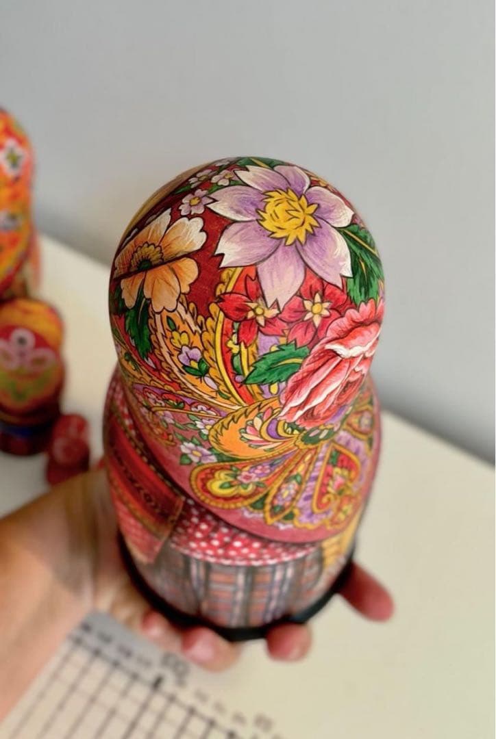 ロシア伝統衣装マトリョーシカ(8P)『赤のチンツ』コンクール受賞作品